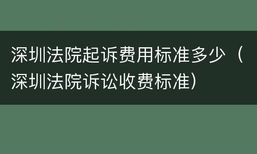 深圳法院起诉费用标准多少（深圳法院诉讼收费标准）