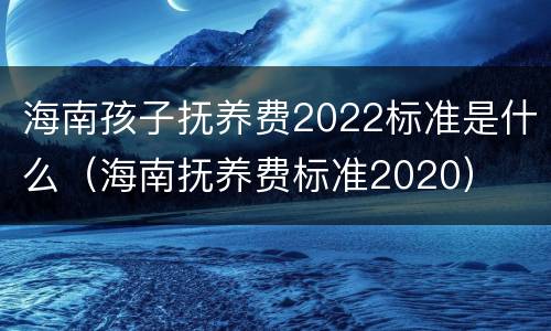 海南孩子抚养费2022标准是什么（海南抚养费标准2020）