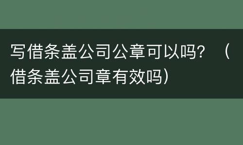 写借条盖公司公章可以吗？（借条盖公司章有效吗）