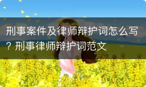 刑事案件及律师辩护词怎么写? 刑事律师辩护词范文