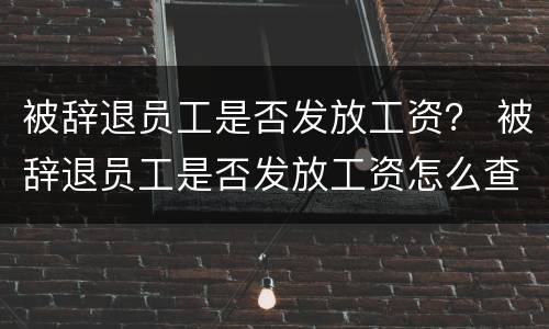 被辞退员工是否发放工资？ 被辞退员工是否发放工资怎么查询