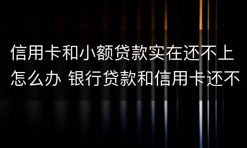 信用卡和小额贷款实在还不上怎么办 银行贷款和信用卡还不上怎么办
