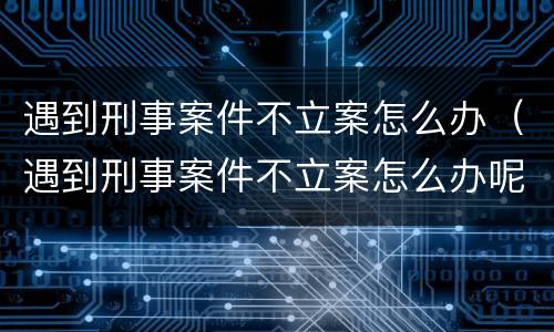 遇到刑事案件不立案怎么办（遇到刑事案件不立案怎么办呢）