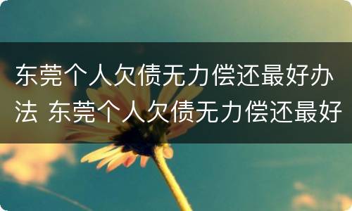 东莞个人欠债无力偿还最好办法 东莞个人欠债无力偿还最好办法是什么