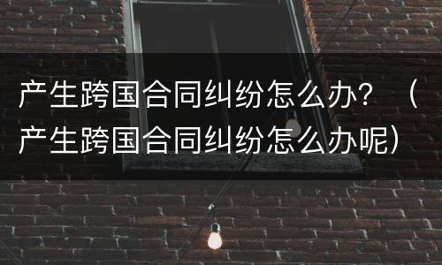 产生跨国合同纠纷怎么办？（产生跨国合同纠纷怎么办呢）