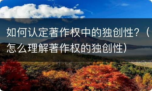 如何认定著作权中的独创性?（怎么理解著作权的独创性）