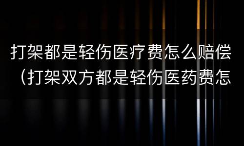 打架都是轻伤医疗费怎么赔偿（打架双方都是轻伤医药费怎么办）