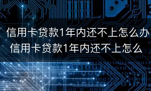 信用卡贷款1年内还不上怎么办 信用卡贷款1年内还不上怎么办呢