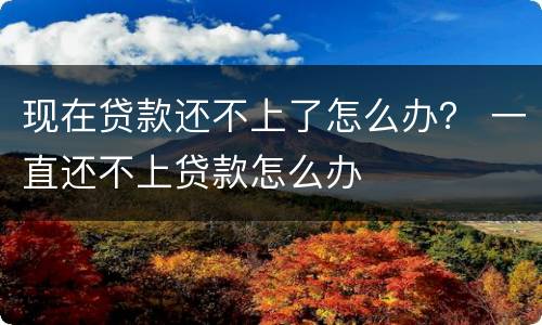 现在贷款还不上了怎么办？ 一直还不上贷款怎么办