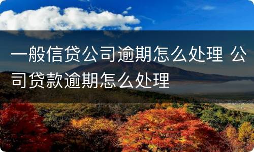 一般信贷公司逾期怎么处理 公司贷款逾期怎么处理