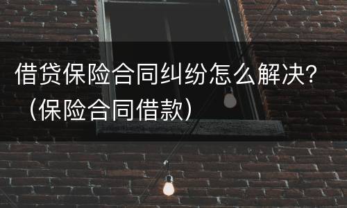 借贷保险合同纠纷怎么解决？（保险合同借款）