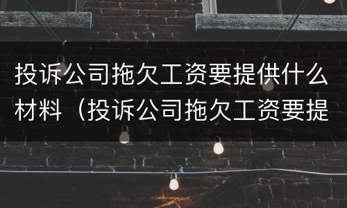 投诉公司拖欠工资要提供什么材料（投诉公司拖欠工资要提供什么材料给他）