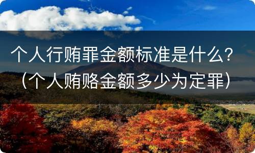 个人行贿罪金额标准是什么？（个人贿赂金额多少为定罪）