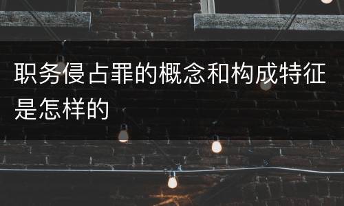 职务侵占罪的概念和构成特征是怎样的