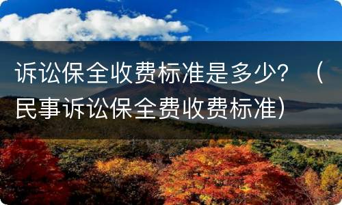 诉讼保全收费标准是多少？（民事诉讼保全费收费标准）