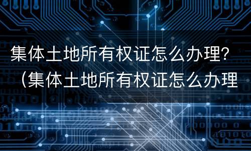 集体土地所有权证怎么办理？（集体土地所有权证怎么办理手续）