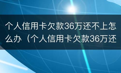 个人信用卡欠款36万还不上怎么办（个人信用卡欠款36万还不上怎么办呢）