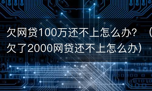 欠网贷100万还不上怎么办？（欠了2000网贷还不上怎么办）