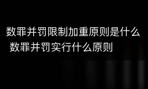 数罪并罚限制加重原则是什么 数罪并罚实行什么原则