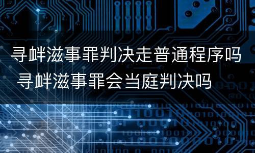 寻衅滋事罪判决走普通程序吗 寻衅滋事罪会当庭判决吗