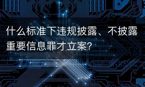 什么标准下违规披露、不披露重要信息罪才立案？