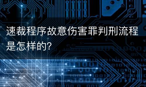 速裁程序故意伤害罪判刑流程是怎样的？