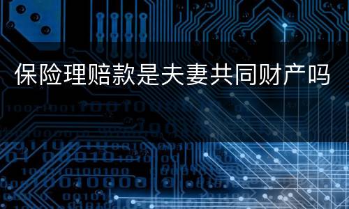 保险理赔款是夫妻共同财产吗