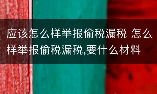 应该怎么样举报偷税漏税 怎么样举报偷税漏税,要什么材料