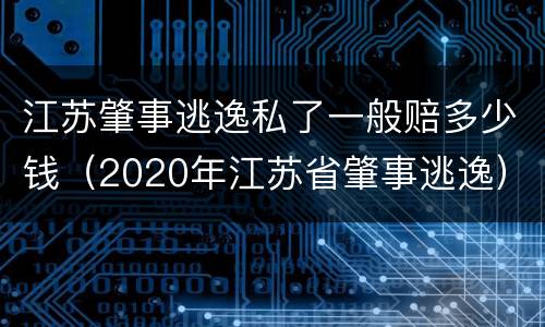 江苏肇事逃逸私了一般赔多少钱（2020年江苏省肇事逃逸）