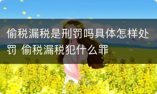 偷税漏税是刑罚吗具体怎样处罚 偷税漏税犯什么罪