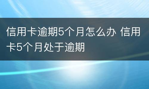 信用卡逾期5个月怎么办 信用卡5个月处于逾期