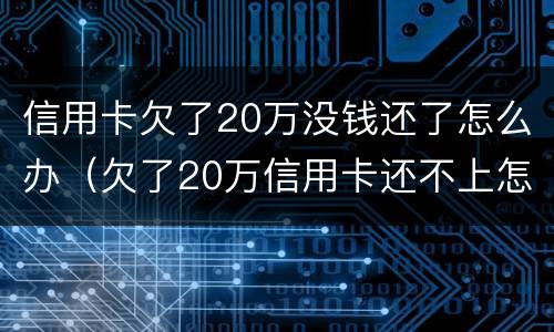 信用卡欠了20万没钱还了怎么办（欠了20万信用卡还不上怎么办）