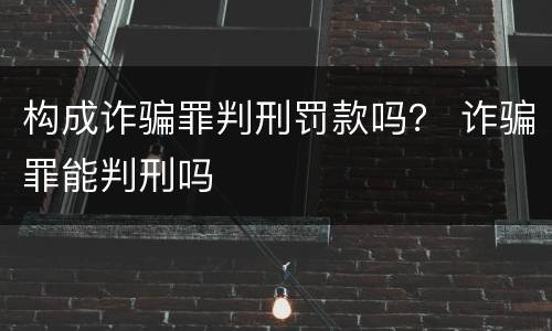 构成诈骗罪判刑罚款吗？ 诈骗罪能判刑吗