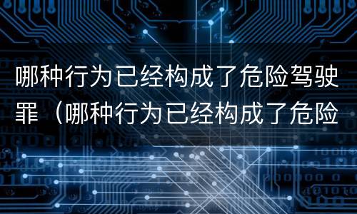 哪种行为已经构成了危险驾驶罪（哪种行为已经构成了危险驾驶罪立案标准）