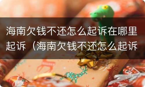 海南欠钱不还怎么起诉在哪里起诉（海南欠钱不还怎么起诉在哪里起诉呢）