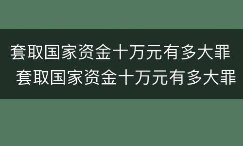 套取国家资金十万元有多大罪 套取国家资金十万元有多大罪犯