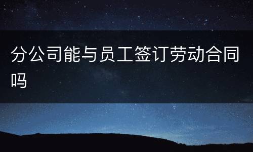 分公司能与员工签订劳动合同吗