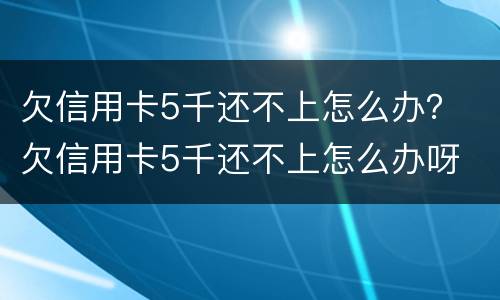 欠信用卡5千还不上怎么办？ 欠信用卡5千还不上怎么办呀