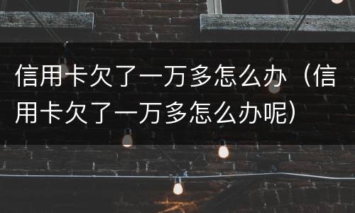 信用卡欠了一万多怎么办（信用卡欠了一万多怎么办呢）