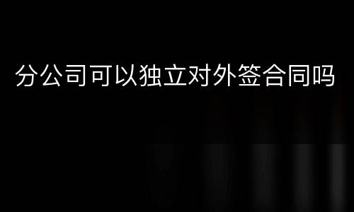 分公司可以独立对外签合同吗