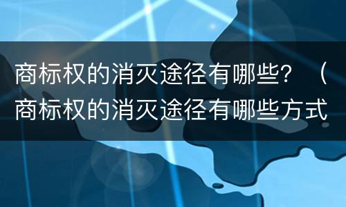 商标权的消灭途径有哪些？（商标权的消灭途径有哪些方式）