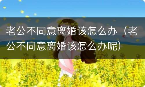 老公不同意离婚该怎么办（老公不同意离婚该怎么办呢）