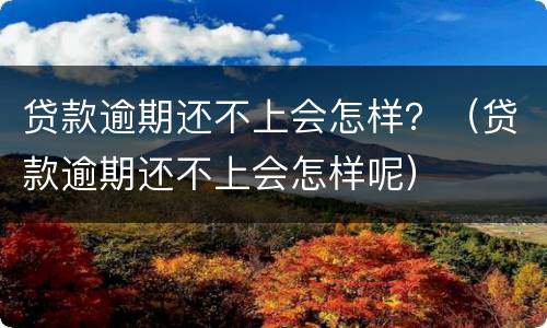 贷款逾期还不上会怎样？（贷款逾期还不上会怎样呢）