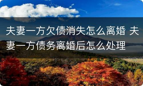 夫妻一方欠债消失怎么离婚 夫妻一方债务离婚后怎么处理