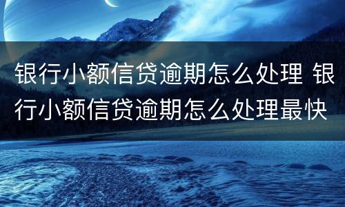 银行小额信贷逾期怎么处理 银行小额信贷逾期怎么处理最快