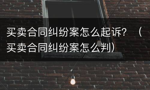 买卖合同纠纷案怎么起诉？（买卖合同纠纷案怎么判）