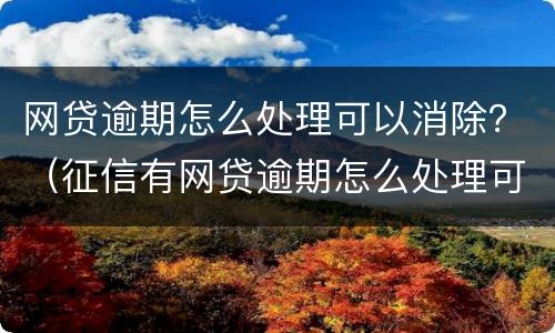 网贷逾期怎么处理可以消除？（征信有网贷逾期怎么处理可以消除）