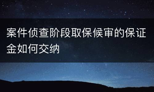 案件侦查阶段取保候审的保证金如何交纳