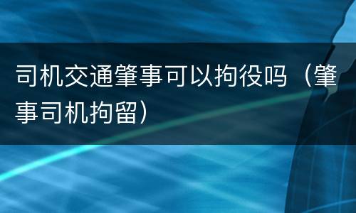 司机交通肇事可以拘役吗（肇事司机拘留）