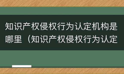 知识产权侵权行为认定机构是哪里（知识产权侵权行为认定机构是哪里管）